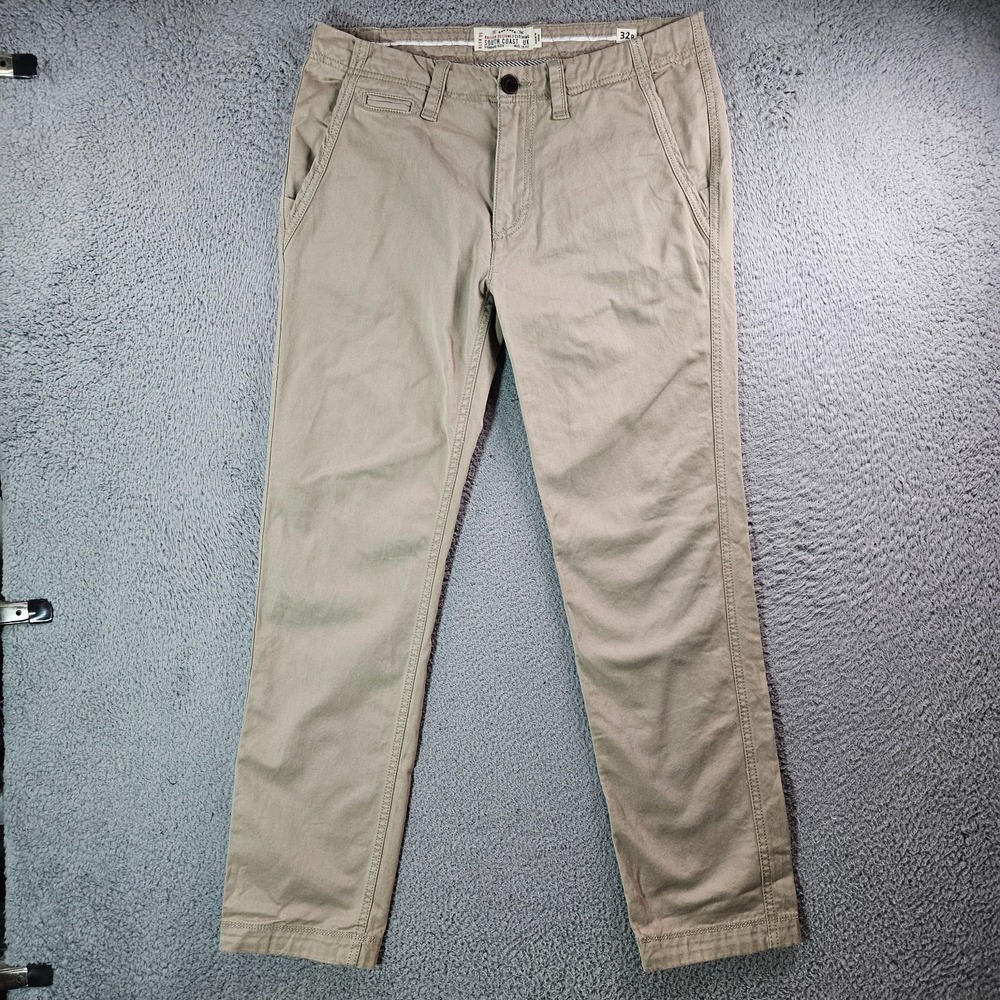Fat‎ Face Modern Coastal Chino Pants Men 32 R Zip Fly Khaki